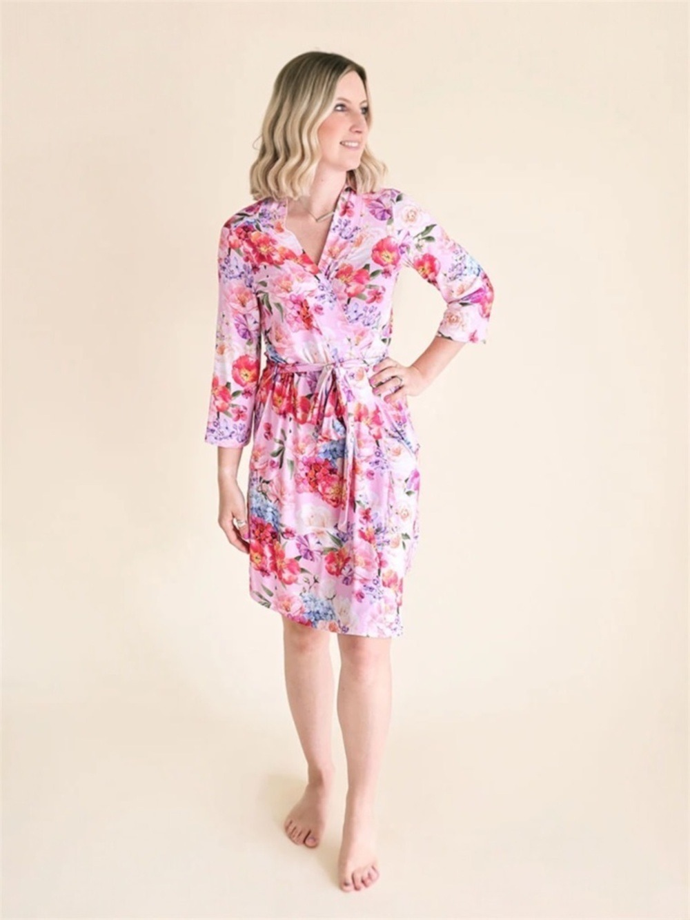 Posh Peanut Brisa Robe Size S-M Pink Floral